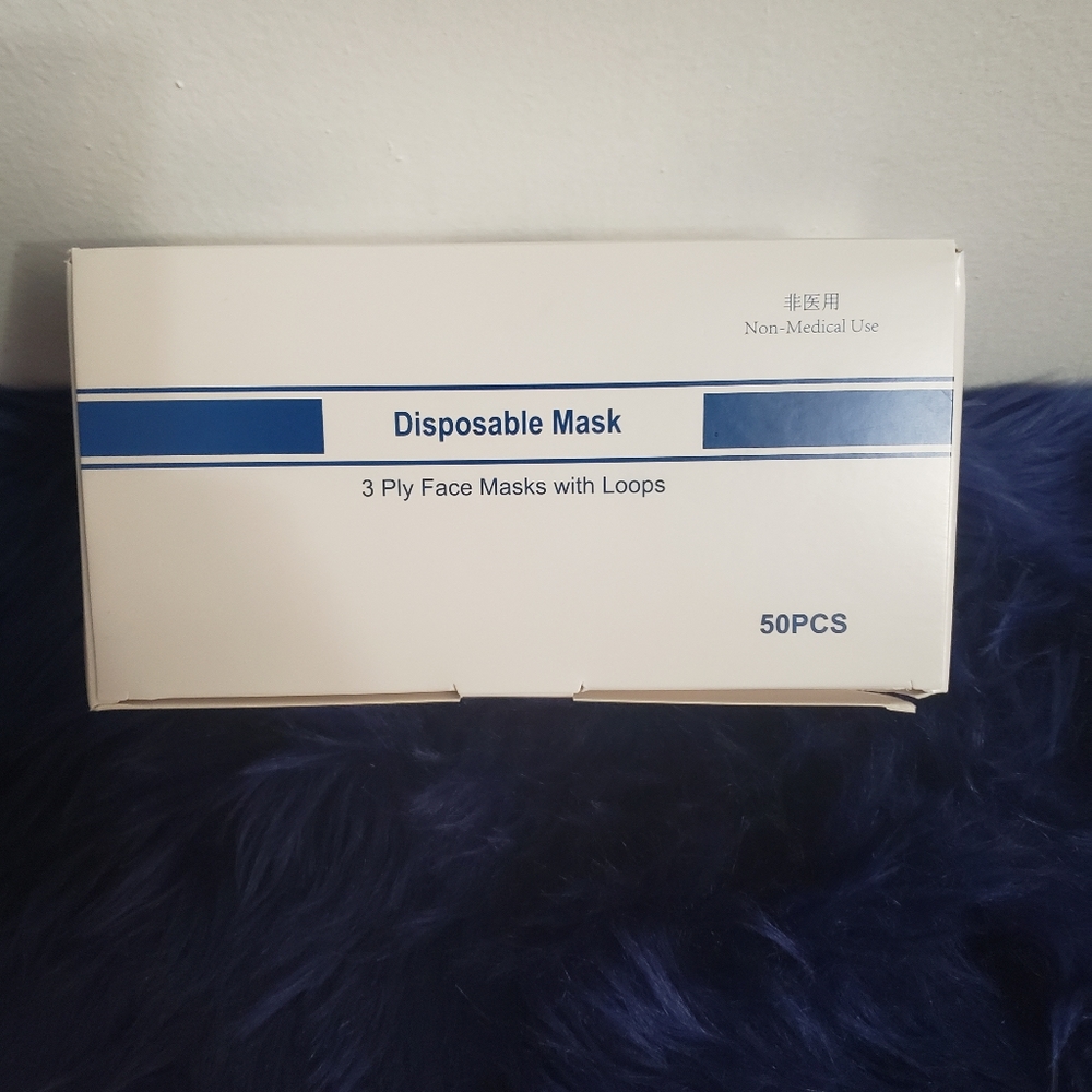 3 Ply Disposable Mask 3 Boxes of 50 masks 150pcs total Blue New